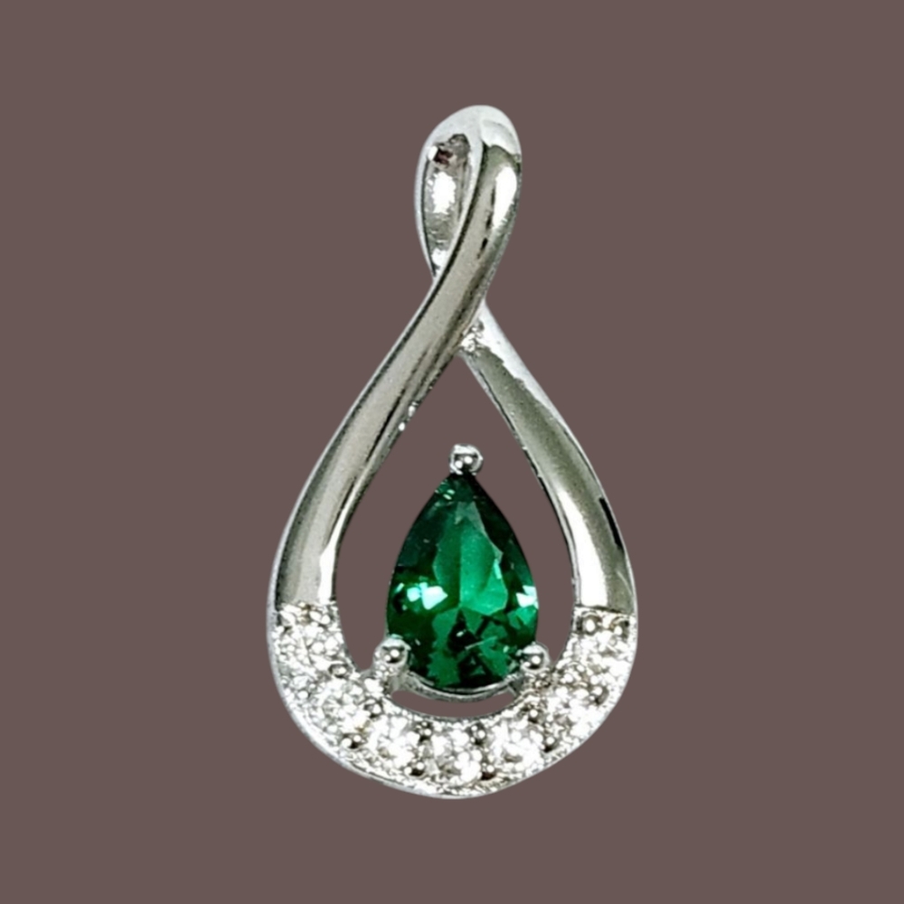 Emerald Sterling Silver Pendant